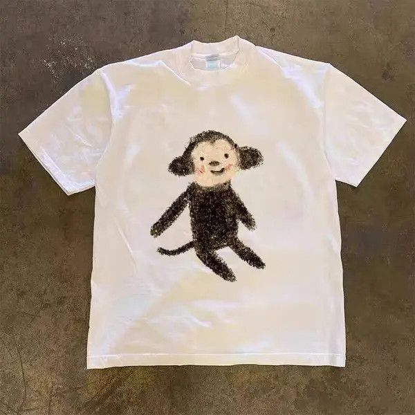 Japanese Brand Hip Hop Cartoon Monkey School Style Short Sleeve T-Shirt Size US XXL / EU 58 / 5 - 5 Thumbnail