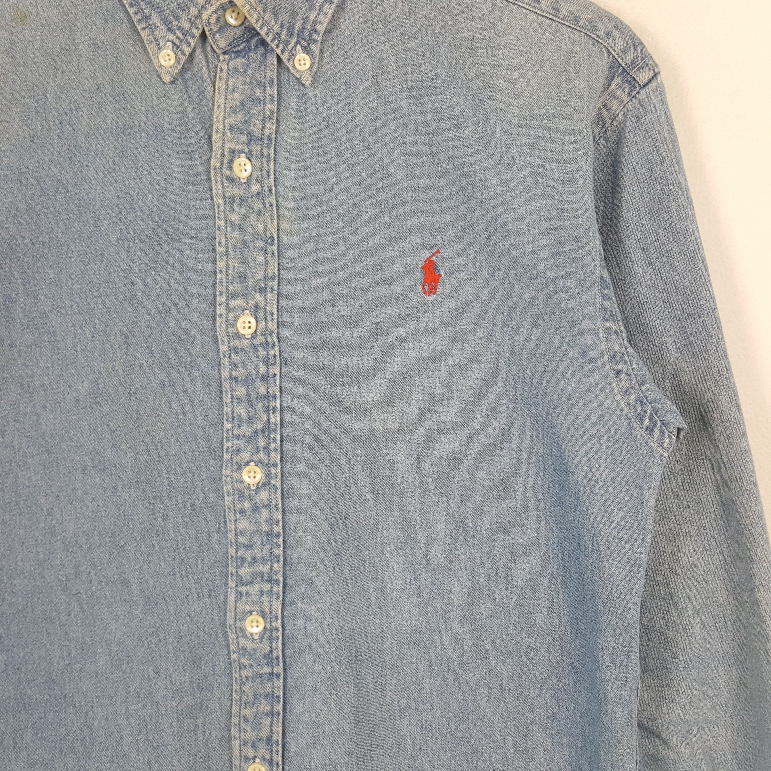 Polo Ralph Lauren × Vintage Vintage Polo Ralph Lauren American Denim Shirt C285N35 Size US M / EU 48-50 / 2 - 2 Thumbnail