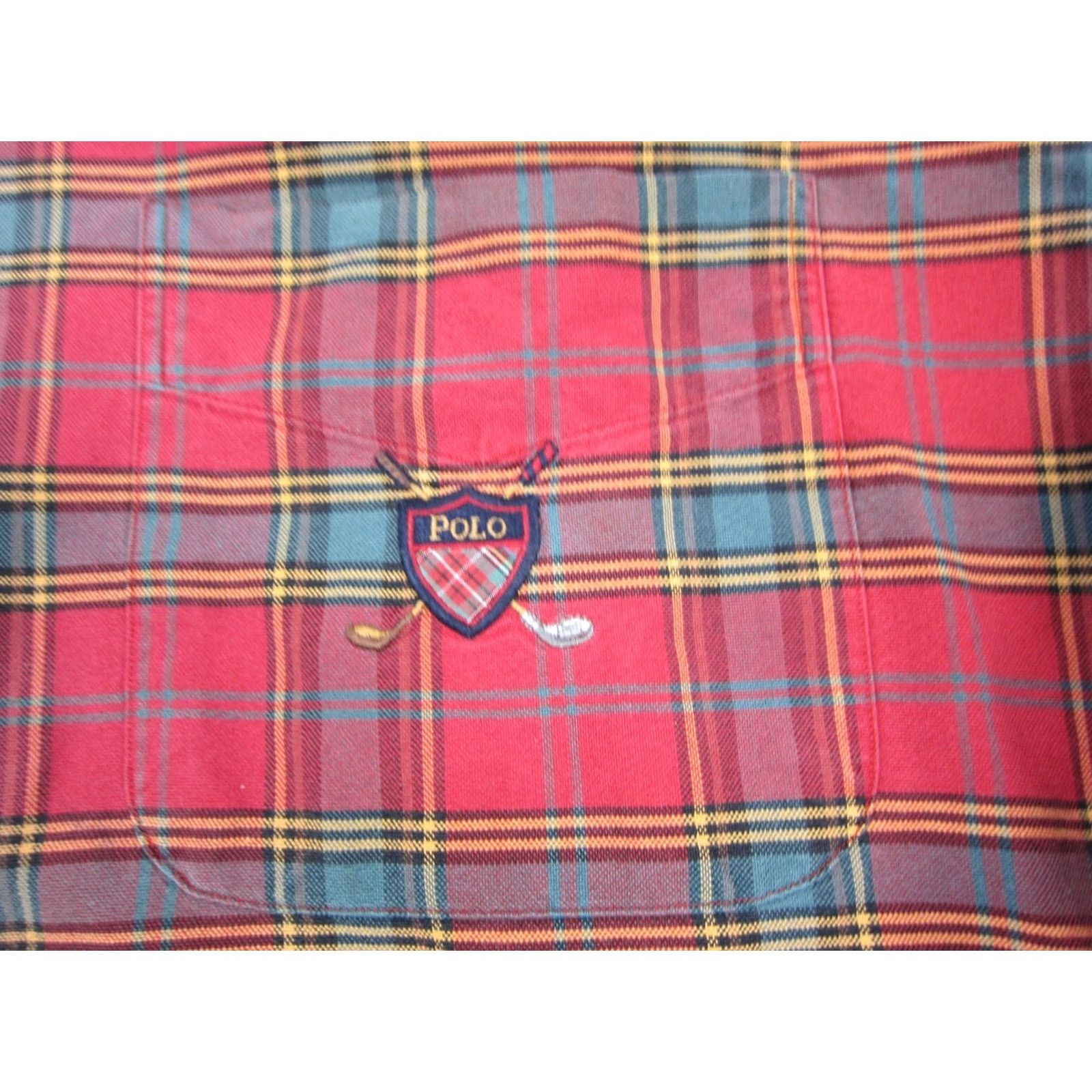 Ralph Lauren VINTAGE Ralph Lauren Shirt Mens XL Red Green Polo Crest Pocket Size US XL / EU 56 / 4 - 3 Thumbnail