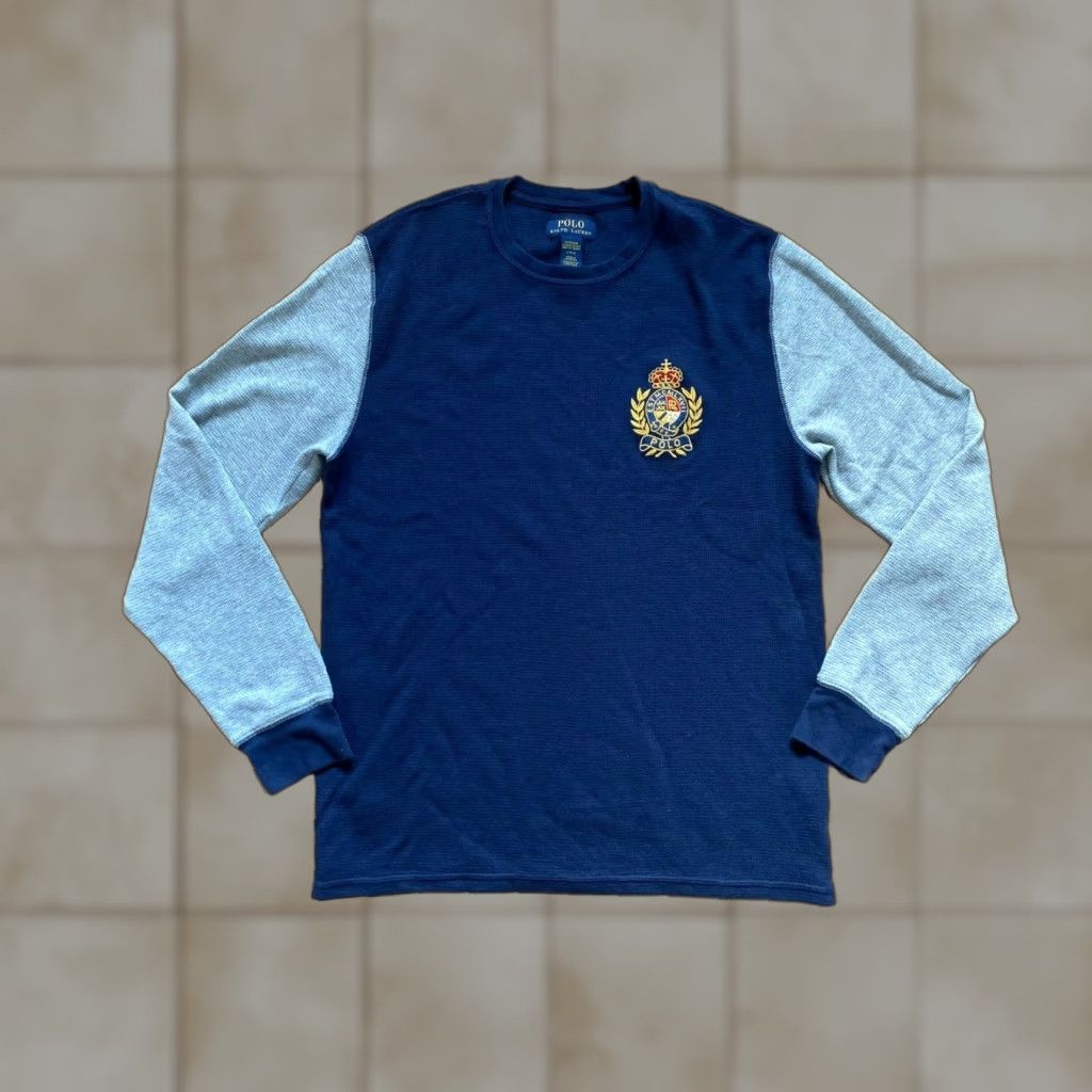 Polo Ralph Lauren Polo Ralph Lauren Mens L Thermal Waffle Knit Polo Crest Patch Long Sleeve Shirt Size US L / EU 52-54 / 3 - 1 Thumbnail