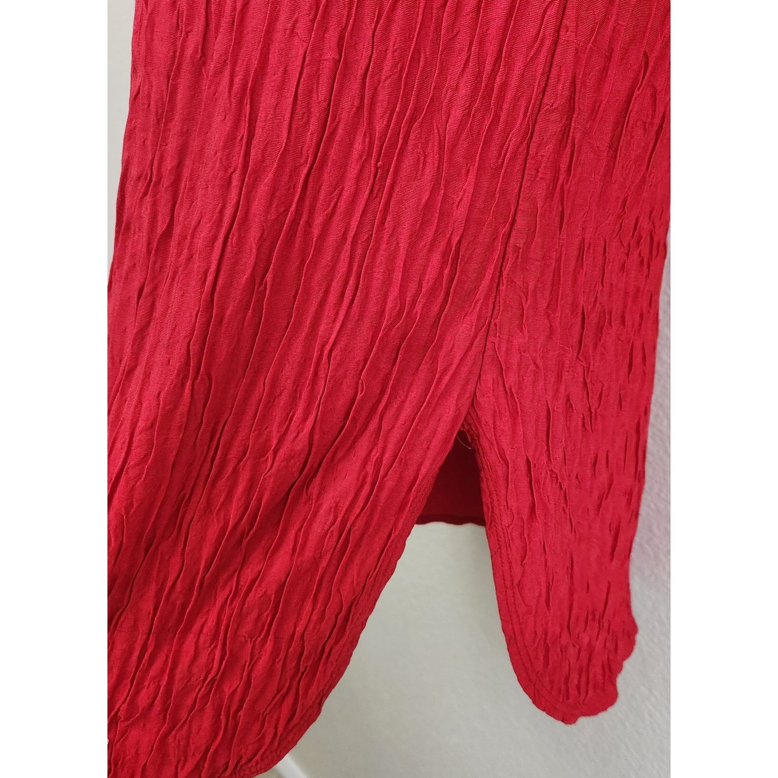 Other Vintage California Dynasty Red Crinkle Material Nightgown L Size ONE SIZE - 4 Thumbnail