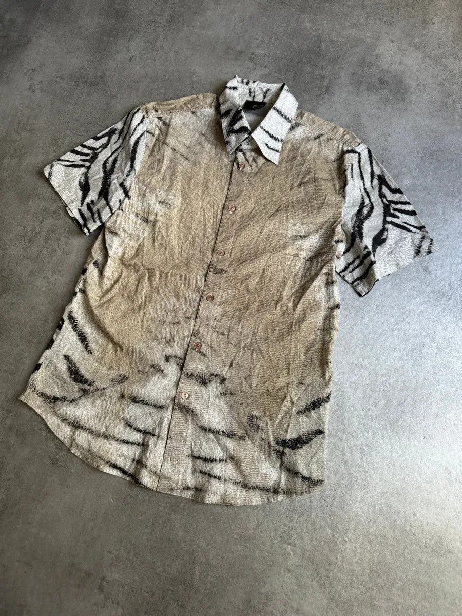 Just Cavalli SS2002 Cavalli Zebra Camel Faded Short Sleeves Shirt Size US S / EU 44-46 / 1 - 7 Thumbnail