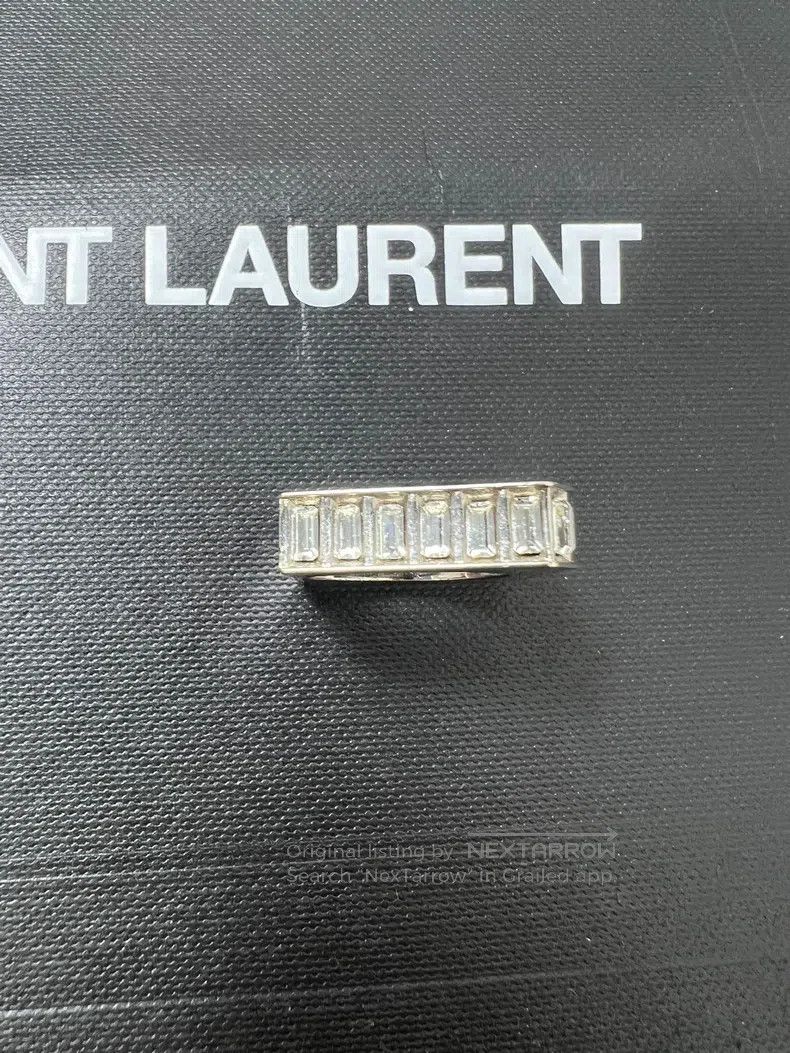 Saint Laurent Paris Saint Laurent Paris Silver Geometric Diamond Encrusted Rin Size ONE SIZE - 6 Thumbnail
