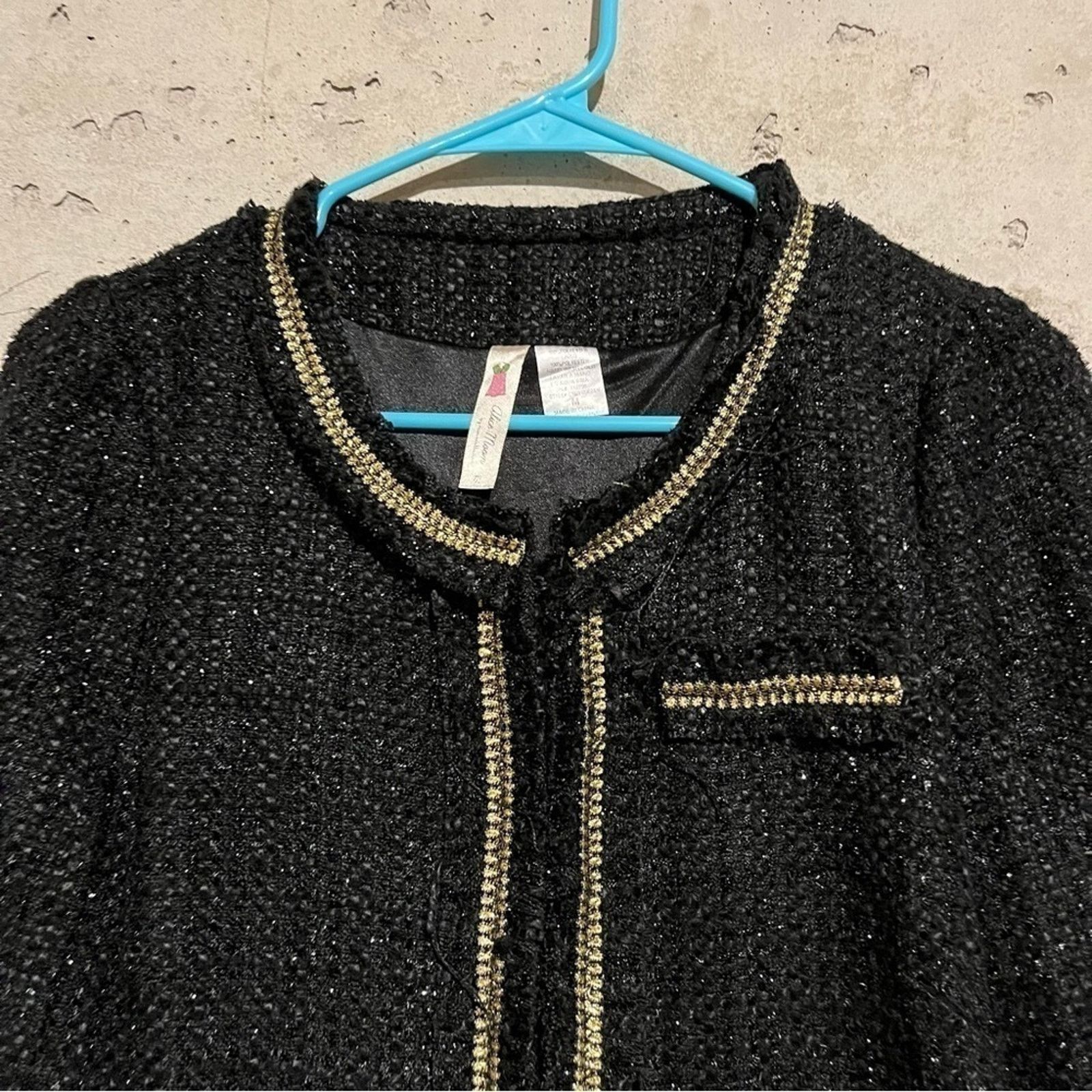 Other Alice Moon Black Sparkle Tweed Blazer Jacket Size Medium Size M / US 6-8 / IT 42-44 - 2 Thumbnail