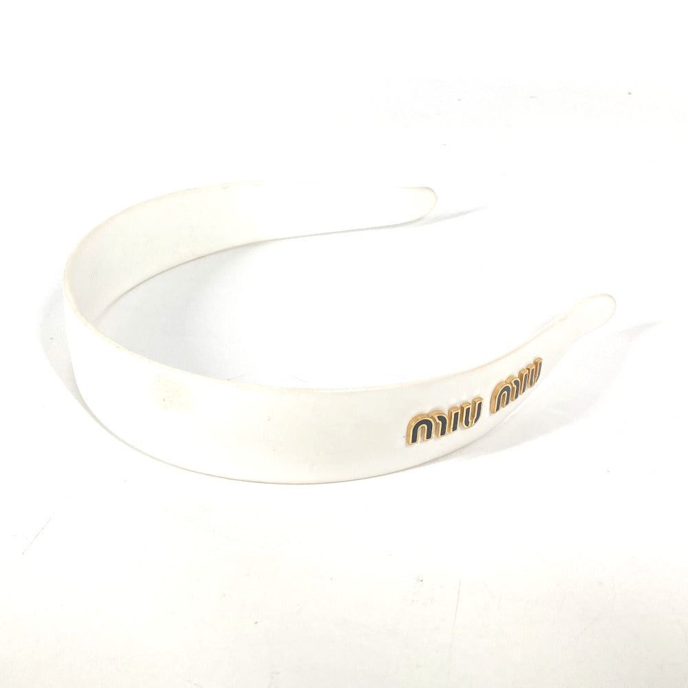 Miu Miu Miumiu Logo Hair Band Headband Horseshoe-Shaped Hairband Plastic Women White Size ONE SIZE - 1 Thumbnail