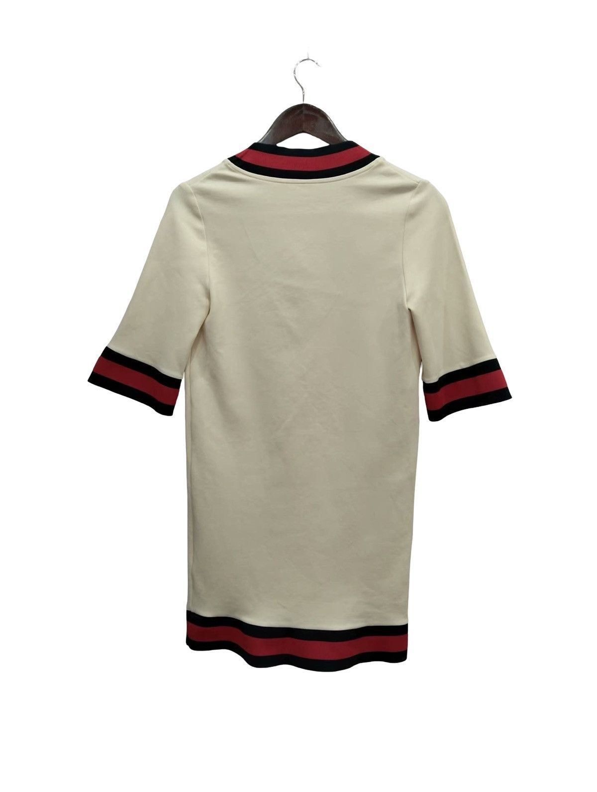 Gucci Gucci Cream Jersey Grosgrain-Trimmed Detail Mini Dress Size S / US 4 / IT 40 - 2 Thumbnail