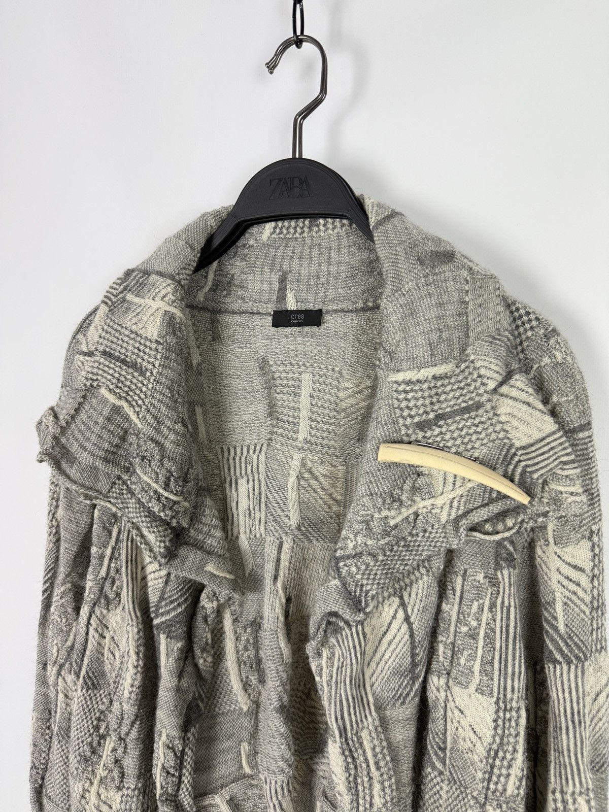 Other Crea Concept Alpaca Merino Collared 3D Knit Open Cardigan Size M / US 6-8 / IT 42-44 - 4 Thumbnail