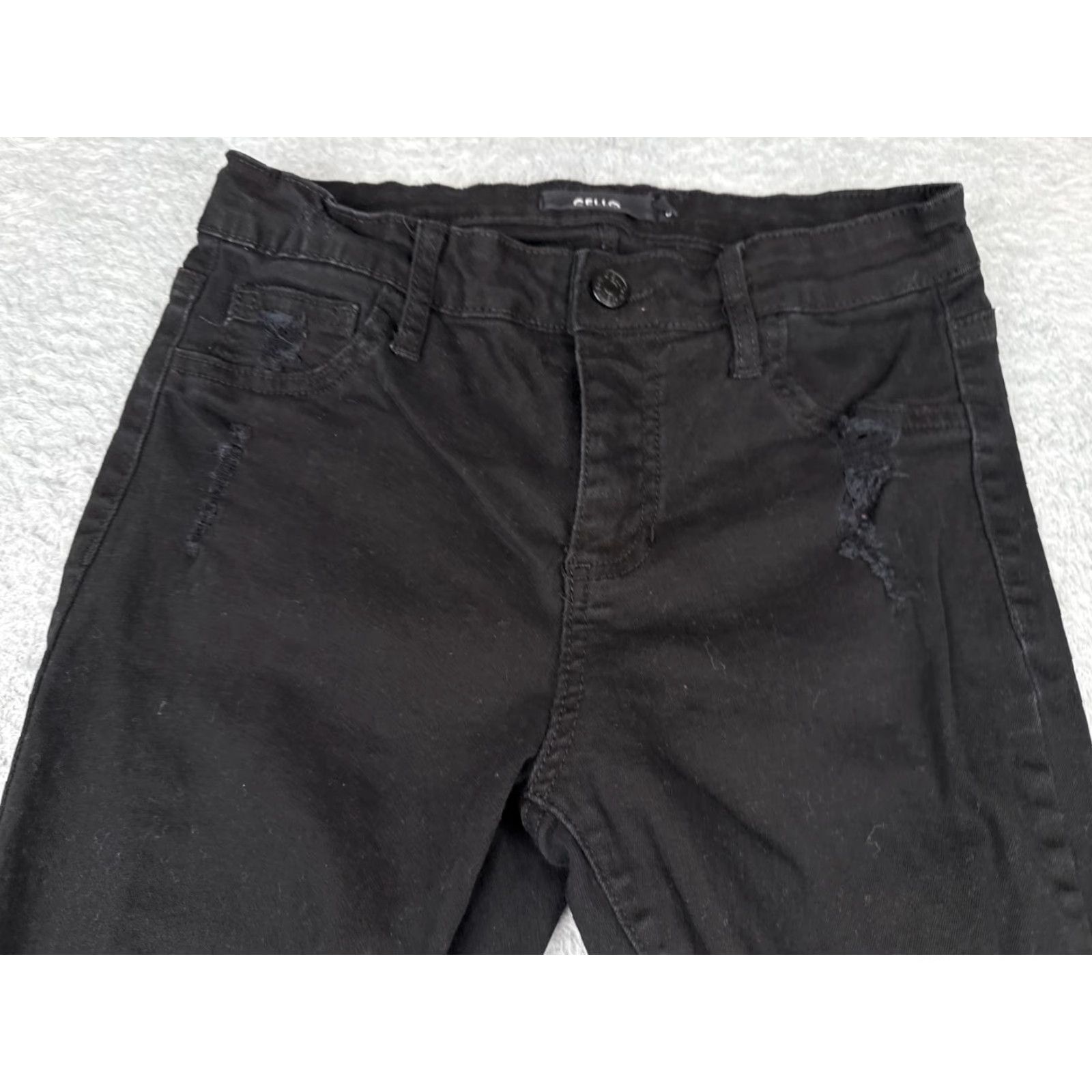 Denime Cello Jeans Junior 5 Black Denim Skinny Tapered Distressed Cotton 25x25 Size 27" / US 4 / IT 40 - 4 Thumbnail
