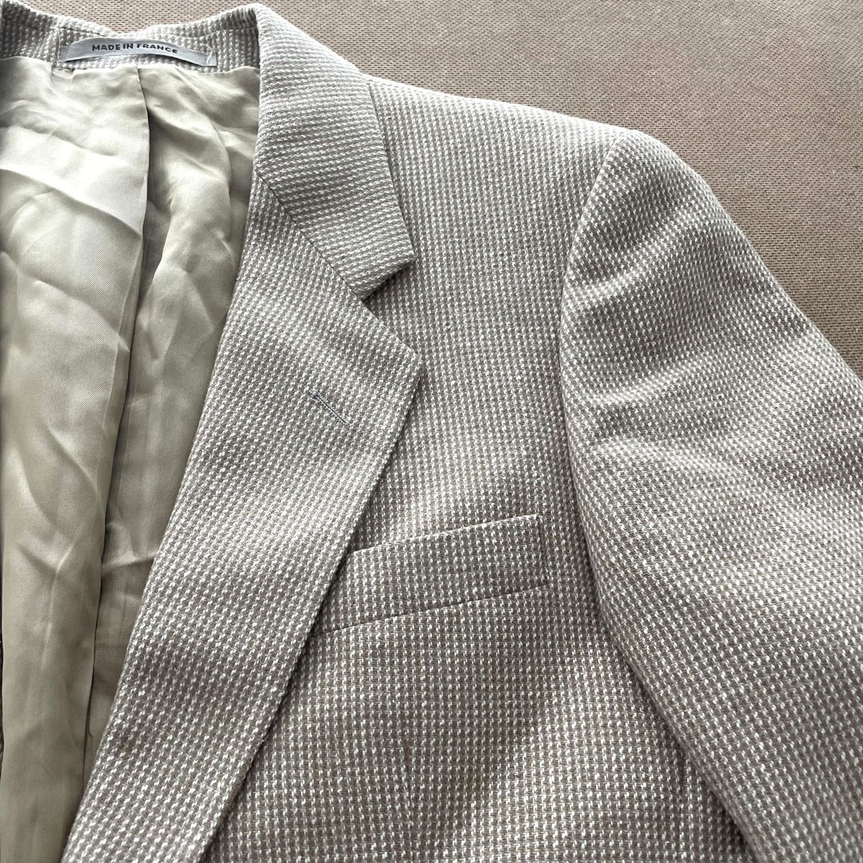 Calvin Klein Calvin Klein Blazer Mens Small Beige White 2 Button Sport Coat Classic Wool Tweed Notch Lapel Regular Fit/Gently Worn Size 36R - 5 Thumbnail