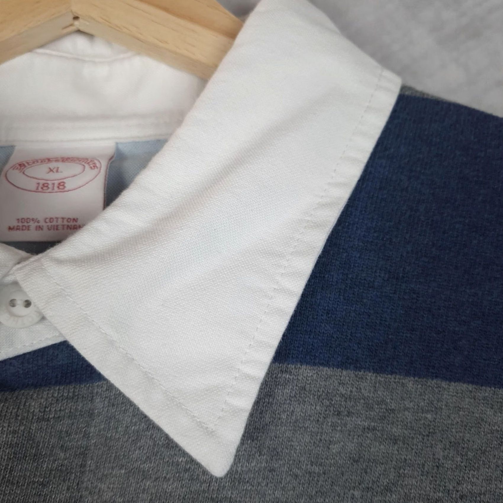 Brooks Brothers Brooks Brothers Rugby Polo Shirt Mens XL Blue Gray Stripe Long Sleeve Preppy Size US XL / EU 56 / 4 - 3 Thumbnail