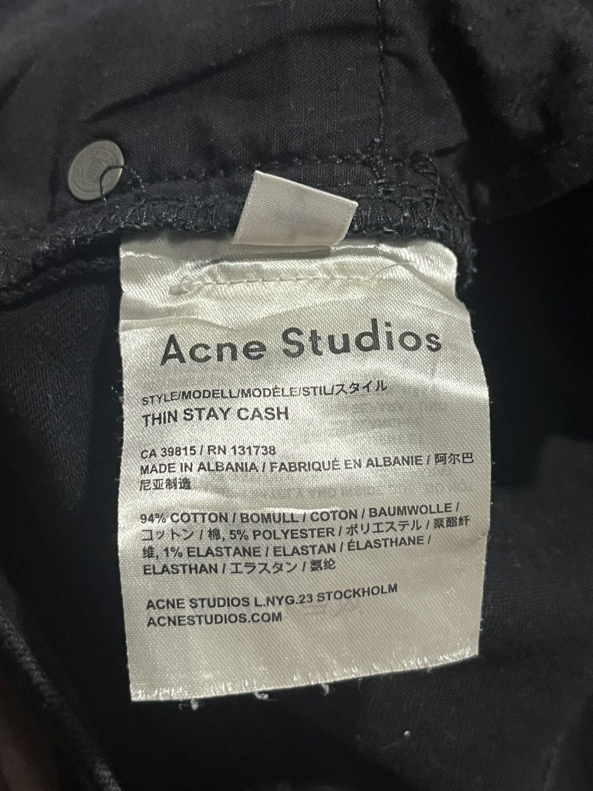 Acne Studios Acne Studio Slim Skinny Stretch Black Jeans Size US 33 - 8 Thumbnail