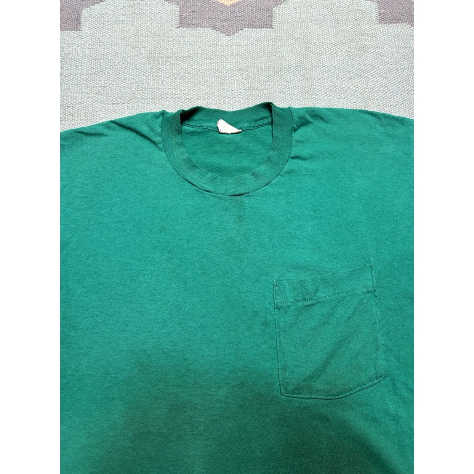 Fruit Of The Loom VINTAGE 80s Fruit of the Loom T-Shirt Pocket Blue XL Men Size US XL / EU 56 / 4 - 3 Thumbnail