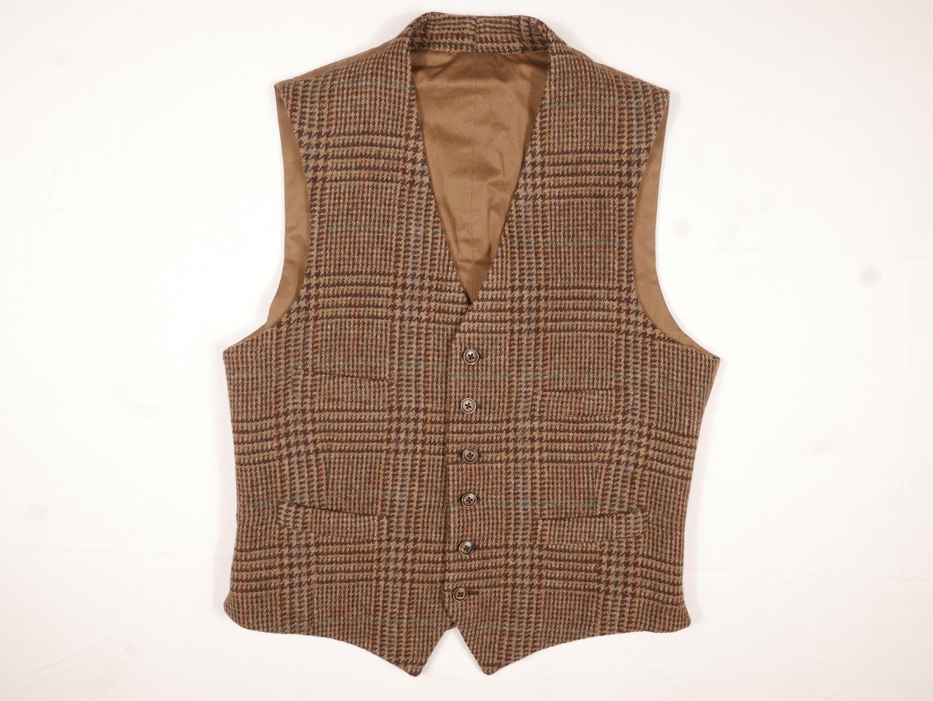 image of Ralph Lauren Purple Label Ralph Laurent Purple Label Vest Suit Tweed Herringbone 40 in Brown (Size 