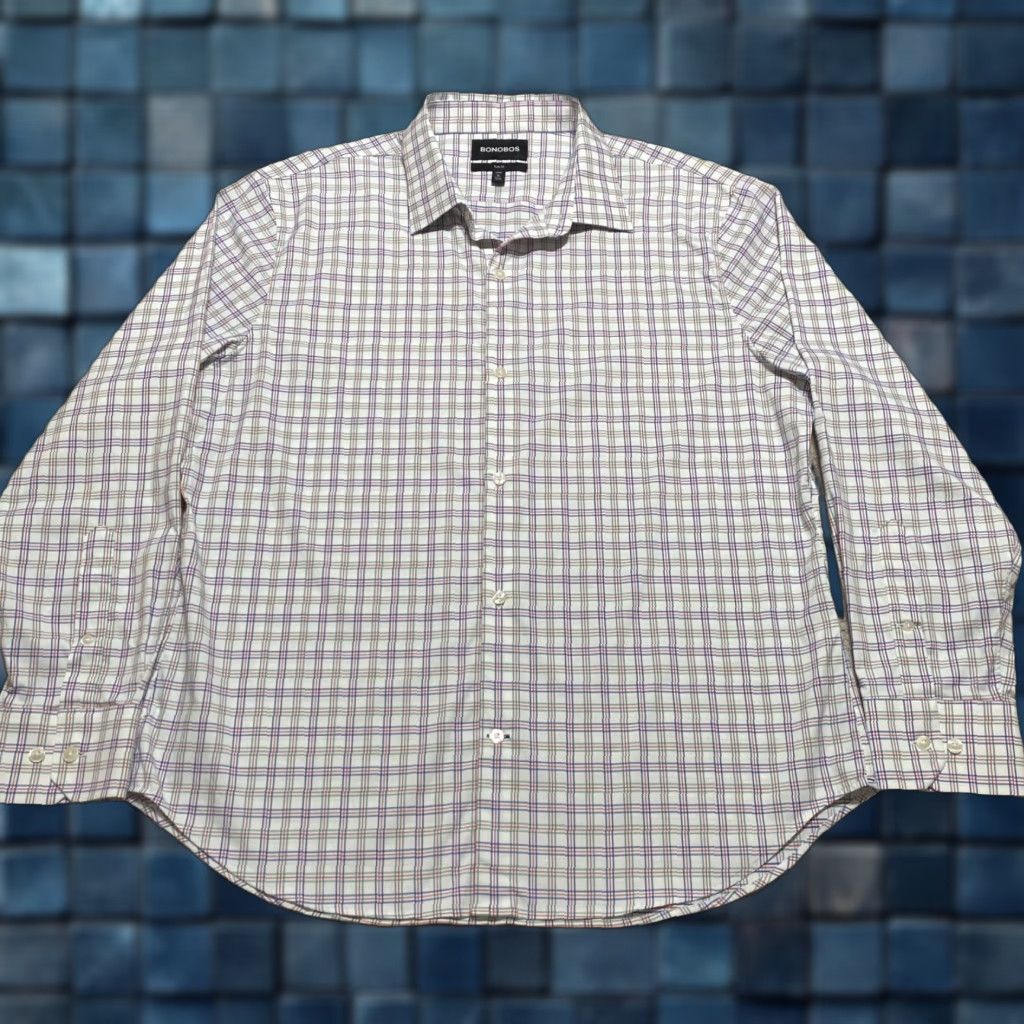 Bonobos Bonobos Shirt XL Mens Multicolor Plaid Long Sleeve Button-Front Nylon Slim Fit Size US XL / EU 56 / 4 - 1 Thumbnail