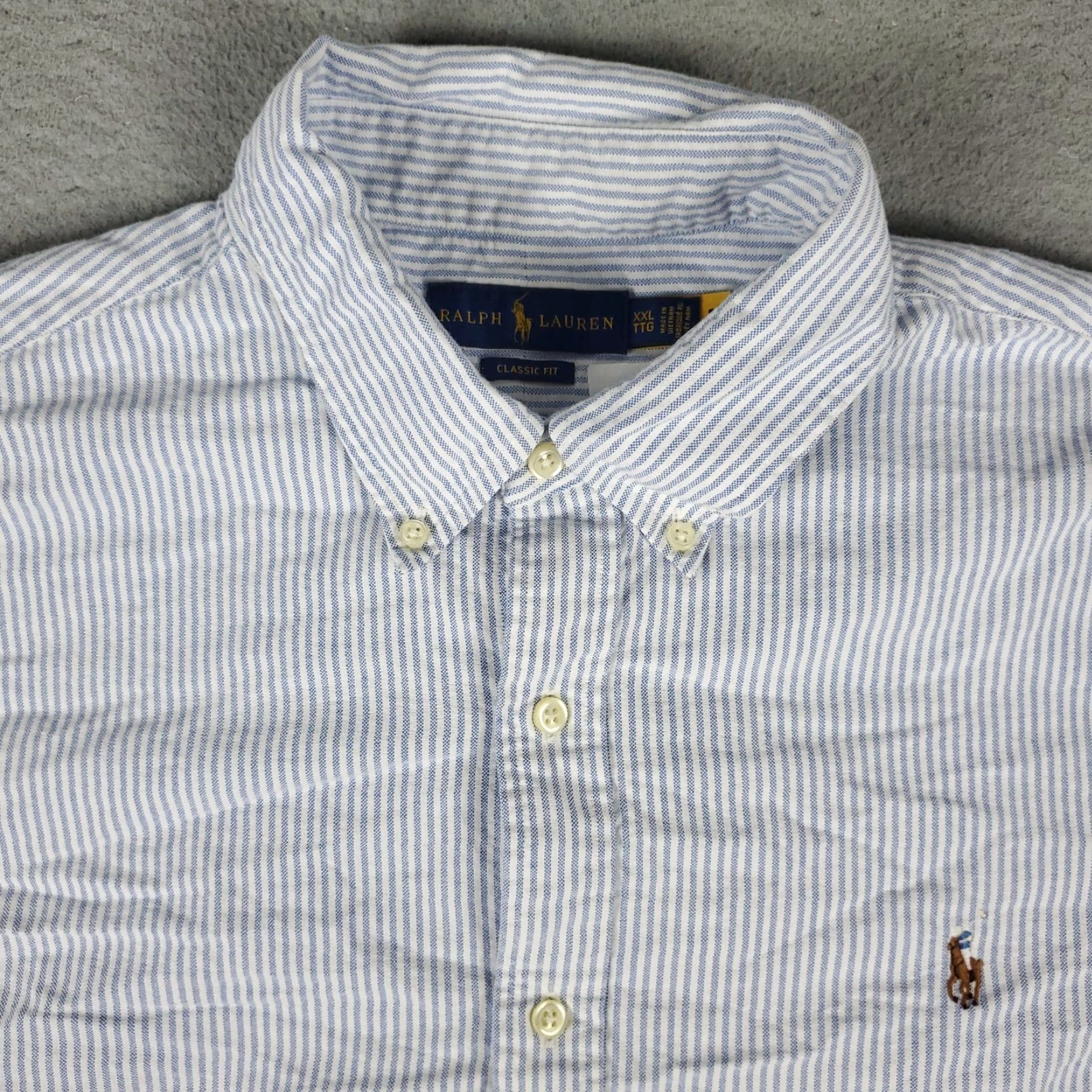 Ralph Lauren Ralph Lauren Button-Up Shirt Mens 2XL Blue White Striped Long Sleeve Regular Fit Size US XXL / EU 58 / 5 - 2 Thumbnail