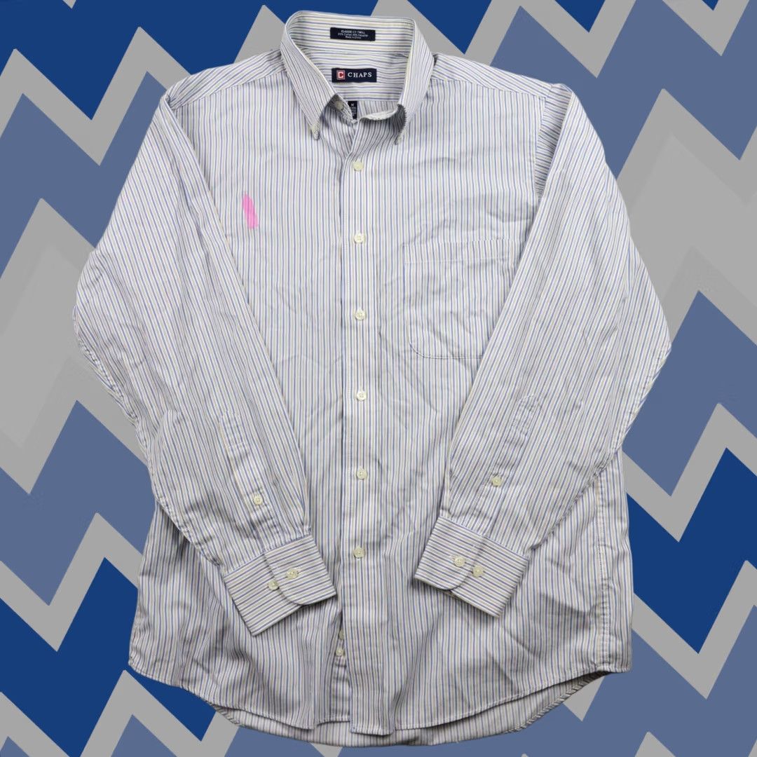 Chaps Chaps Shirt Mens M Striped Classic Fit Twill Button Up Long Sleeve Size US L / EU 52-54 / 3 - 1 Thumbnail