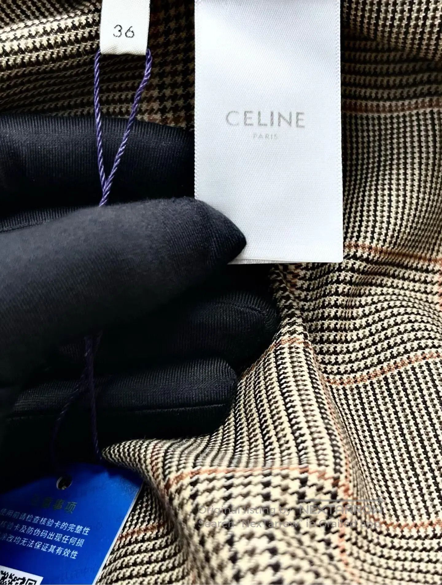 Celine Celine Prince of Wales Wool Midi Skirt. Size 35" - 3 Thumbnail