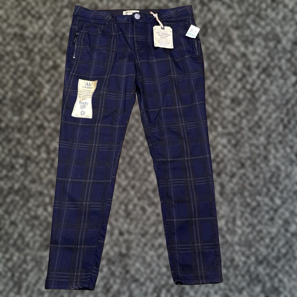 Vintage Democracy Jeans Womens 16 Blue Plaid Mid Rise Stretch Jegging Size 38" / US 16 / IT 52 - 1 Thumbnail