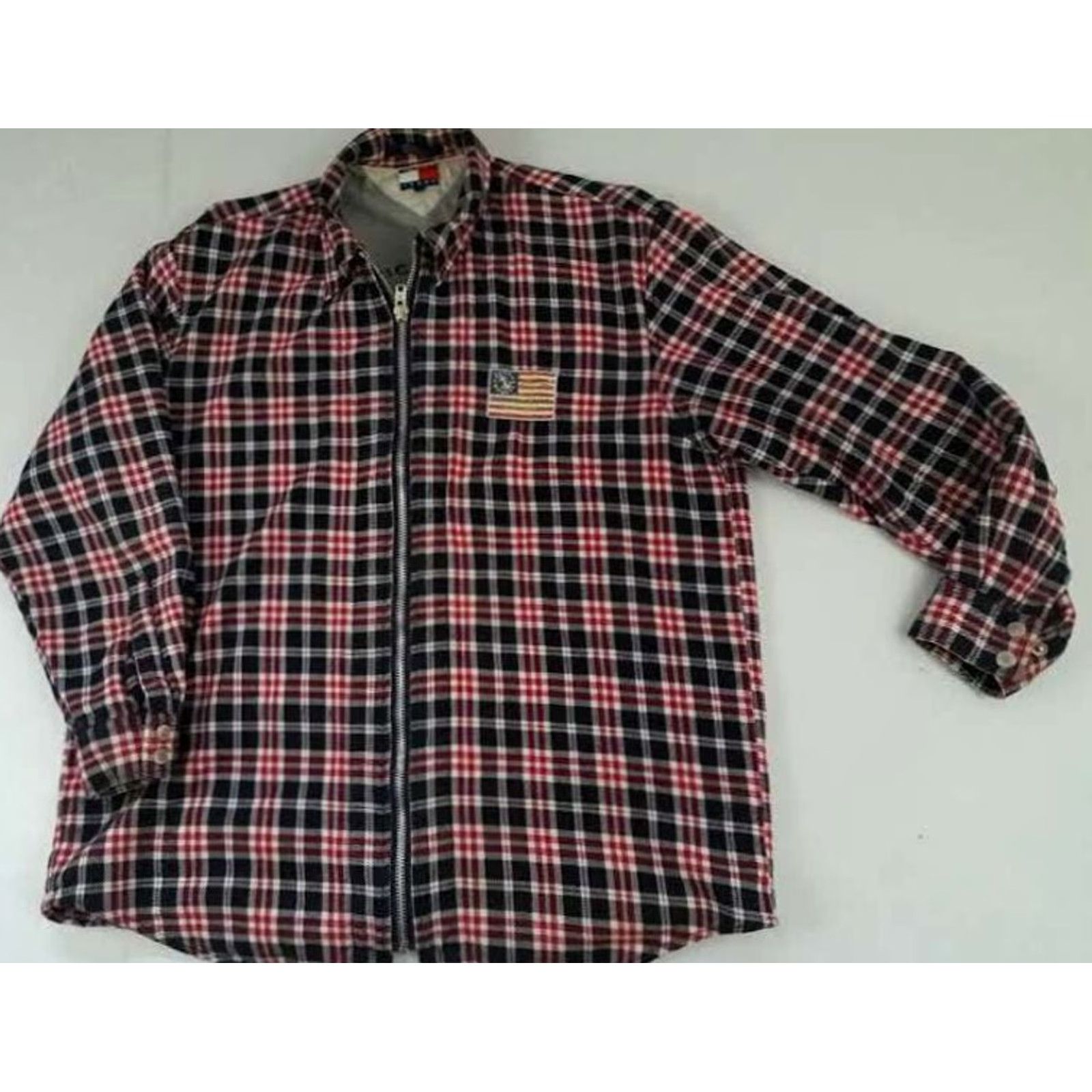 Tommy Hilfiger Tommy Jeans Shirt M Multicolor Flannel Plaid Full Zip Outdoor Cotton Heavy Cotton Shirt Mens Medium 1990s Size US M / EU 48-50 / 2 - 6 Thumbnail