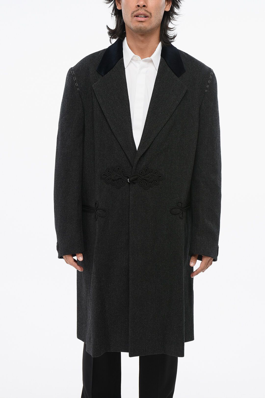 Maison Margiela og1mm0825 Wool Maxi Coat in Black Size US S / EU 44-46 / 1 - 1 Thumbnail