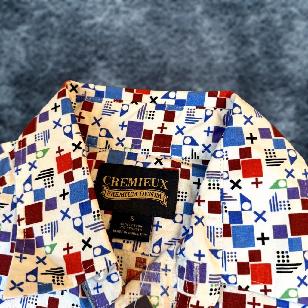 Cremieux Cremieux Shirt Geometric Stretch Short Sleeve Mens Small White Multicolor Button Up NWT Size US S / EU 44-46 / 1 - 1 Thumbnail