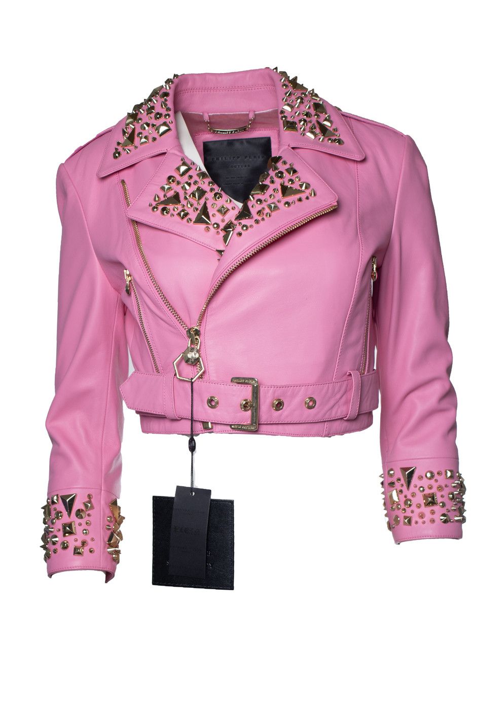 Philipp Plein Philipp Plein, Pink Disney cropped leather biker Size S / US 4 / IT 40 - 1 Thumbnail