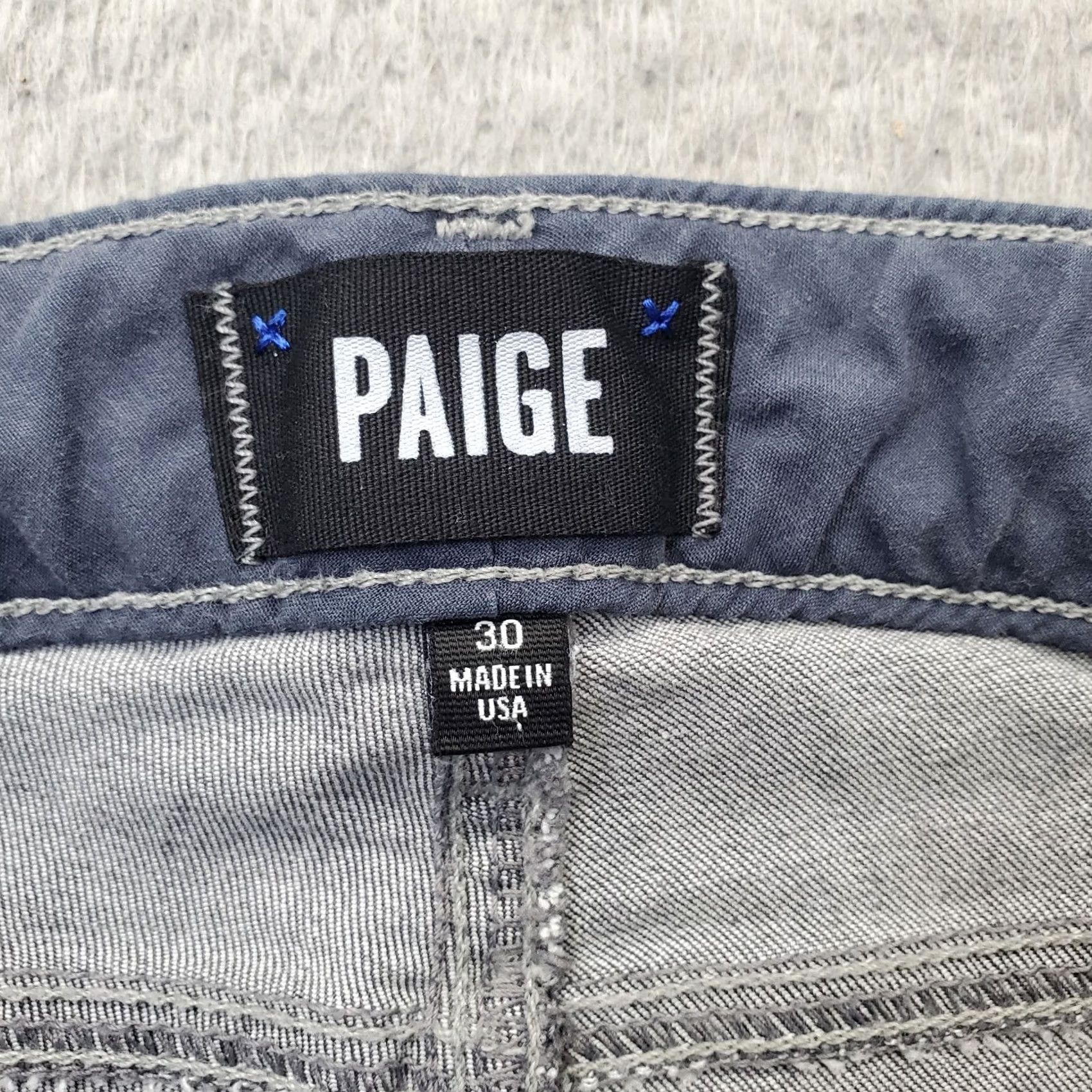 Paige Paige Jeans Womens 30 Gray Denim Hoxton Ultra Skinny Distressed Whiskered Jeans Slim 31in Inseam Womens 30 Gray Distressed Pockets Button Jeans Size 30" / US 8 / IT 44 - 6 Thumbnail