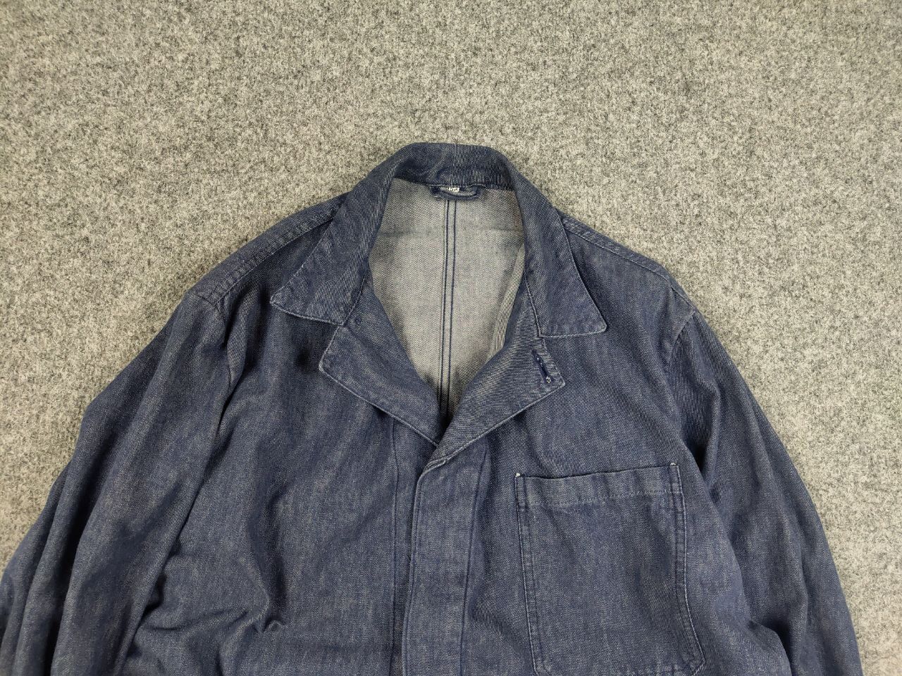 Vintage Vintage 70's Lutteurs Denim French Work Blue Sanfor Jacket Size US L / EU 52-54 / 3 - 9 Thumbnail