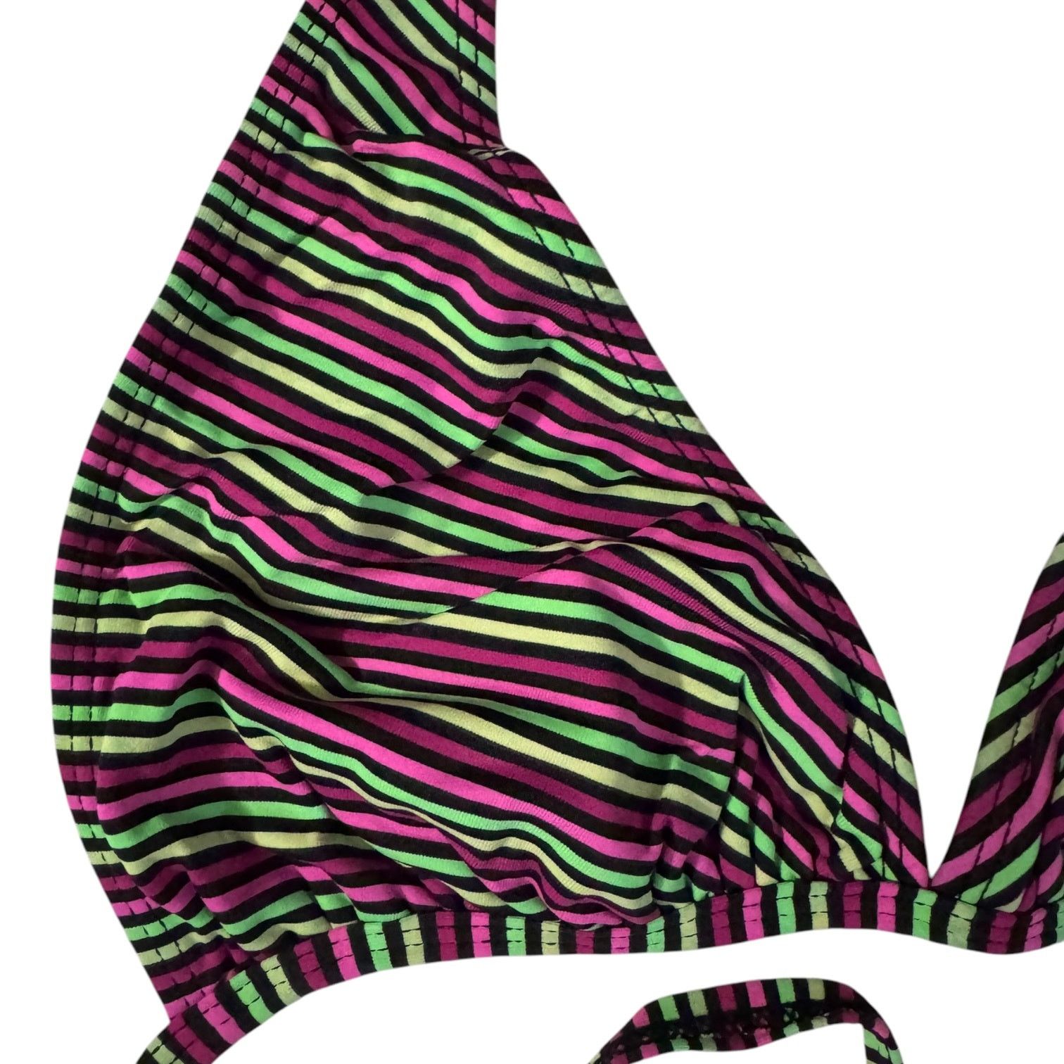 Linea Bikini Top by Linea Maripily Pink and Green Stripes Medium Size ONE SIZE - 3 Thumbnail