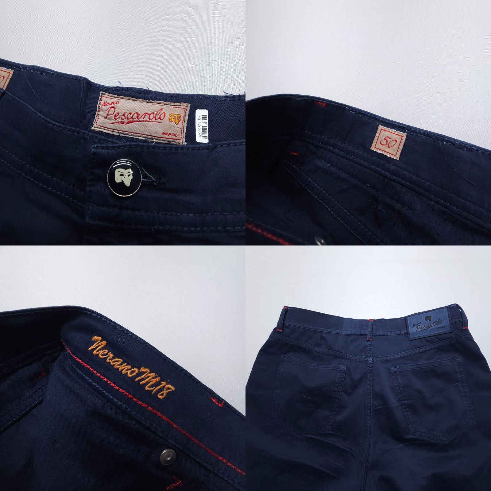 Vintage Marco Pescarolo Pants Mens 32 Blue Slim Straight Cotton Silk 5-Pocket Chino 27 Inseam Autumn Summer Winter 50 NN Size US 32 / EU 48 - 8 Thumbnail