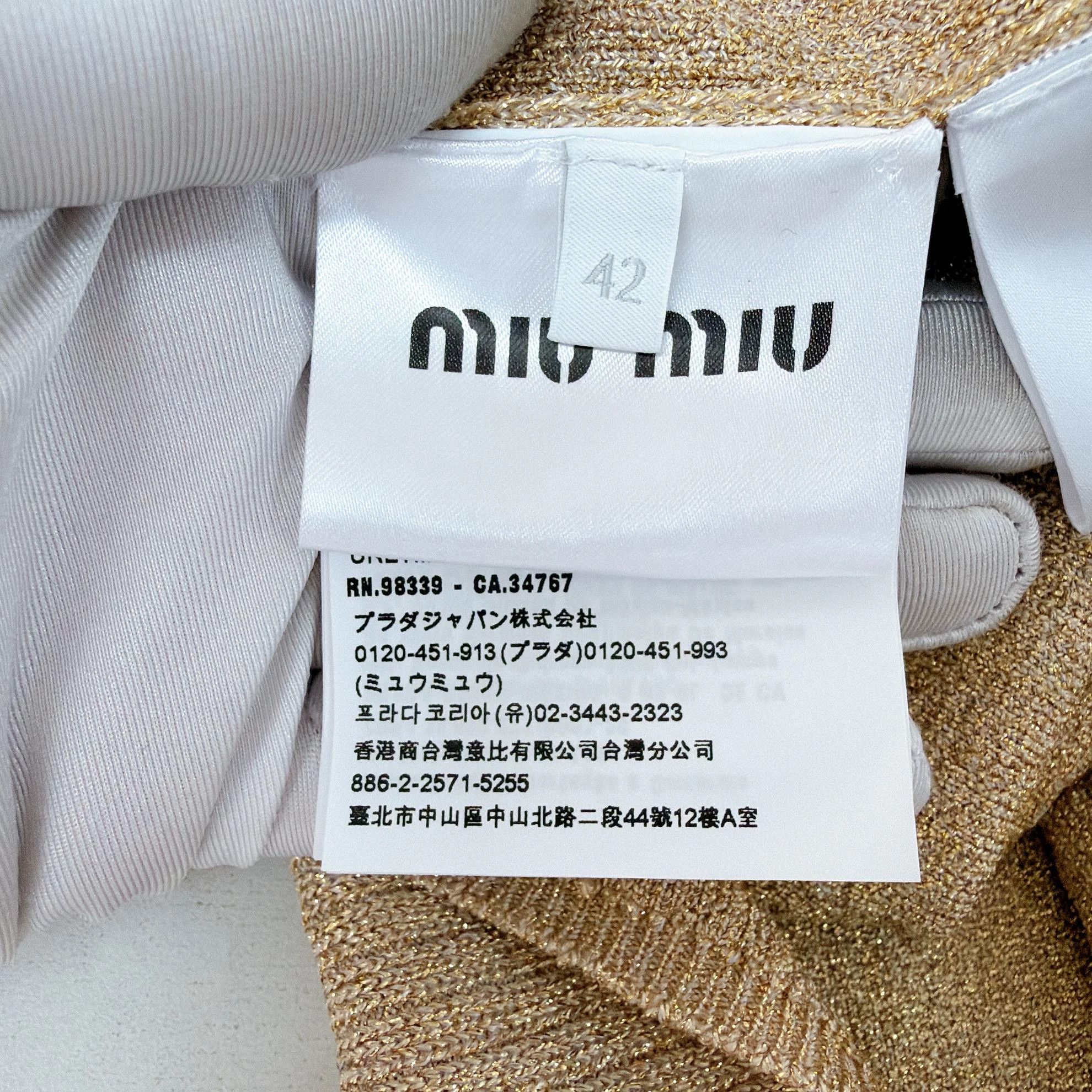Miu Miu MIU MIU Gold Short Skirt 42 Stretchy NWT 8381 Size 28" / US 6 / IT 42 - 7 Thumbnail