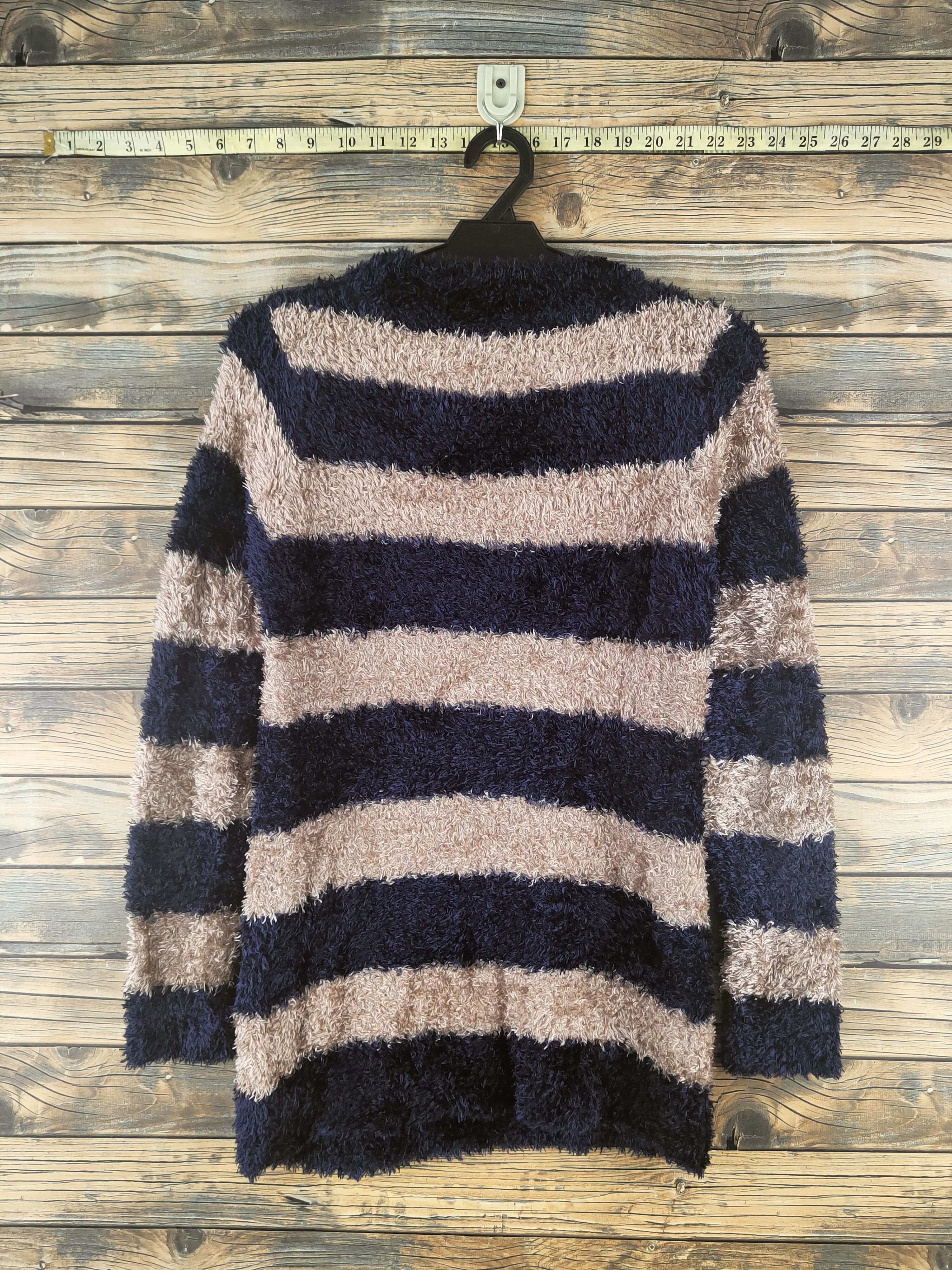 Japanese Brand DL Persodea Navy Brown Fur Mohair Knitwear #46-919 Size S / US 4 / IT 40 - 7 Thumbnail