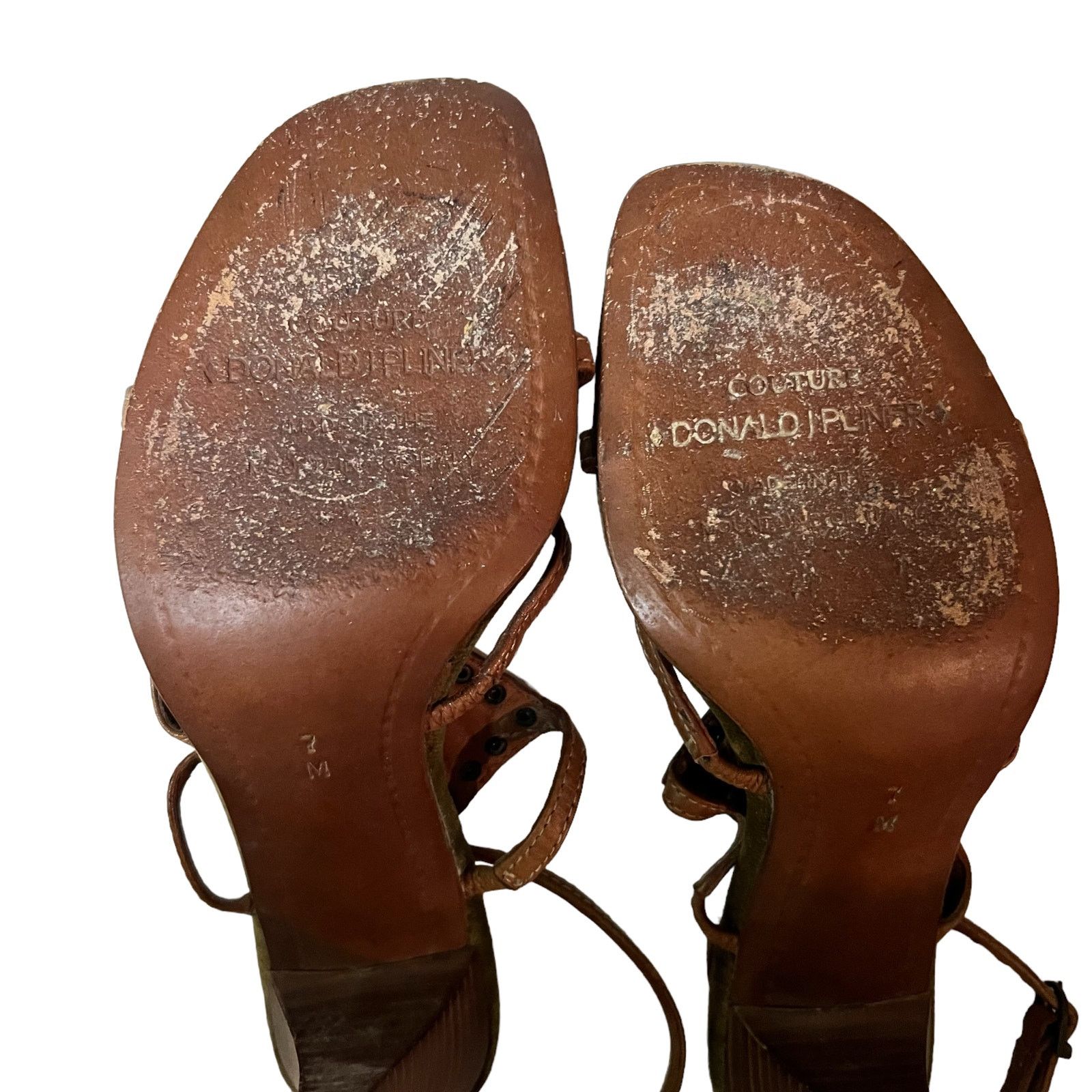 Donald Pliner Donald Pliner Devi Brown Leather 4” Heel Sandals Italy SZ 7 Size US 7 / IT 37 - 6 Thumbnail