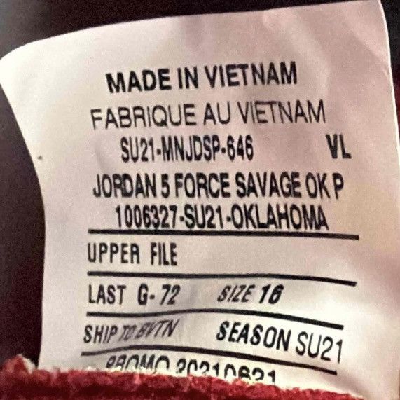 Jordan Brand Air Jordan 5 Force Savage Mid Oklahoma Sooners PE Size 16 OG Size US 15 / EU 48 - 9 Thumbnail