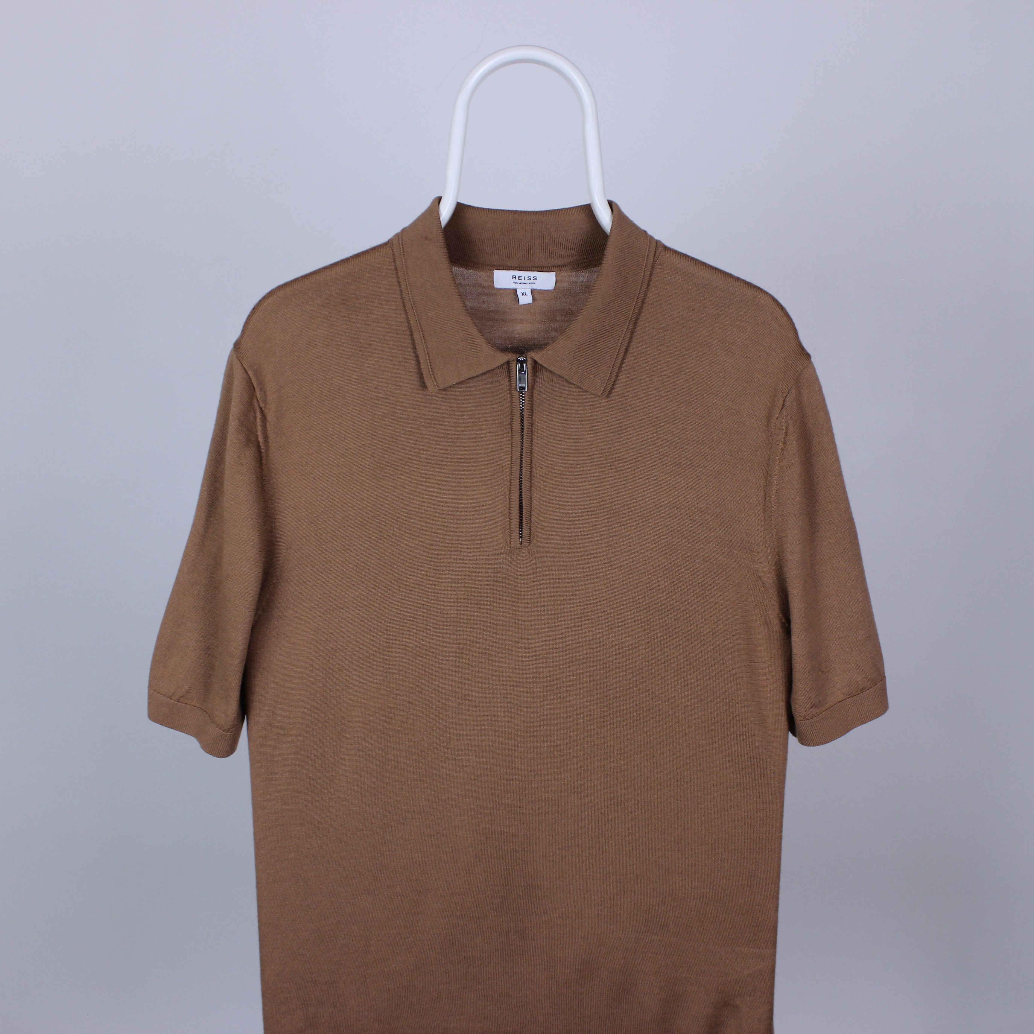Reiss Reiss merino wool polo shirt men brown white L XL Size US XL / EU 56 / 4 - 2 Thumbnail