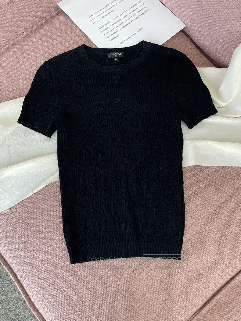 Chanel Chanel Black dark pattern full double C full logo knitted Size XXS / US 00 / IT 34 - 2 Thumbnail