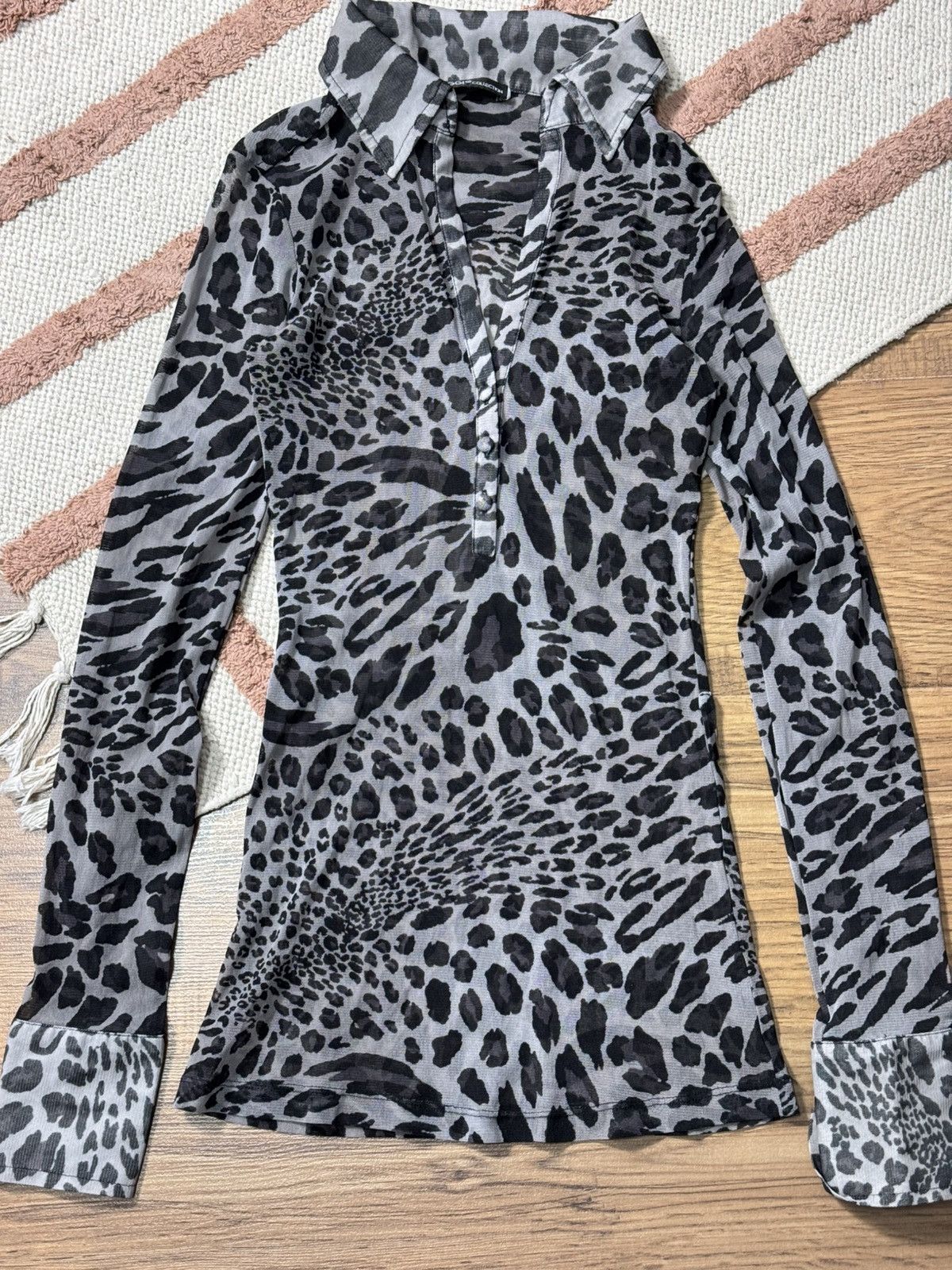 Vintage VINTAGE MESH LEOPARD PRINTED 2000s BLOUSE Size S / US 4 / IT 40 - 4 Thumbnail
