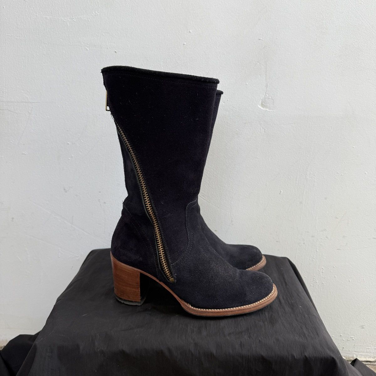 Other Primeboots Hand Made Suede Navy Asymetric Zip Boots Size US 8 / IT 38 - 1 Thumbnail