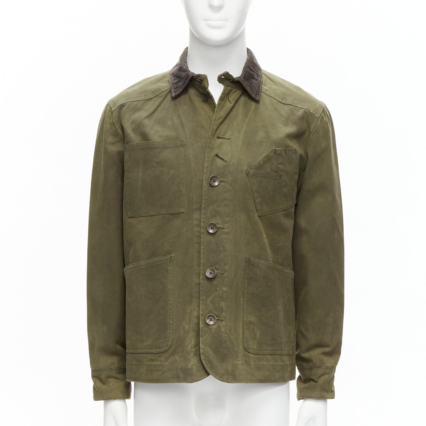 Rag & Bone RAG & BONE Barneys moss green waxed cotton corduroy collar 4 pockets jacket US38 M Size US M / EU 48-50 / 2 - 1 Thumbnail