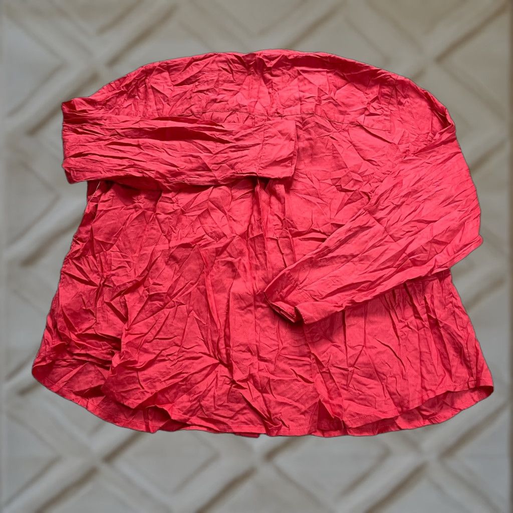 Vintage St. John's Bay Blouse Womens 3XL Red V-Neck Collarless Button Down NWT Size XXL / US 16-18 / IT 52-54 - 1 Thumbnail