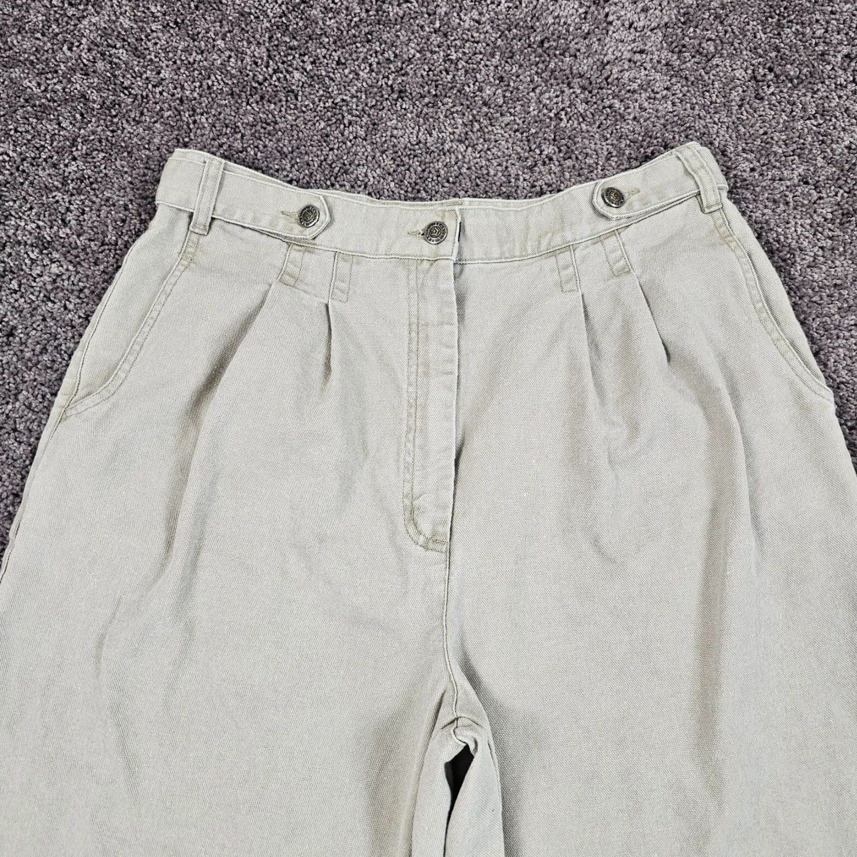 Vintage L.L. Bean Women's Pants 30x28 Beige Canvas Tapered Adjustable Chino Regular Fit Size 30" / US 8 / IT 44 - 2 Thumbnail