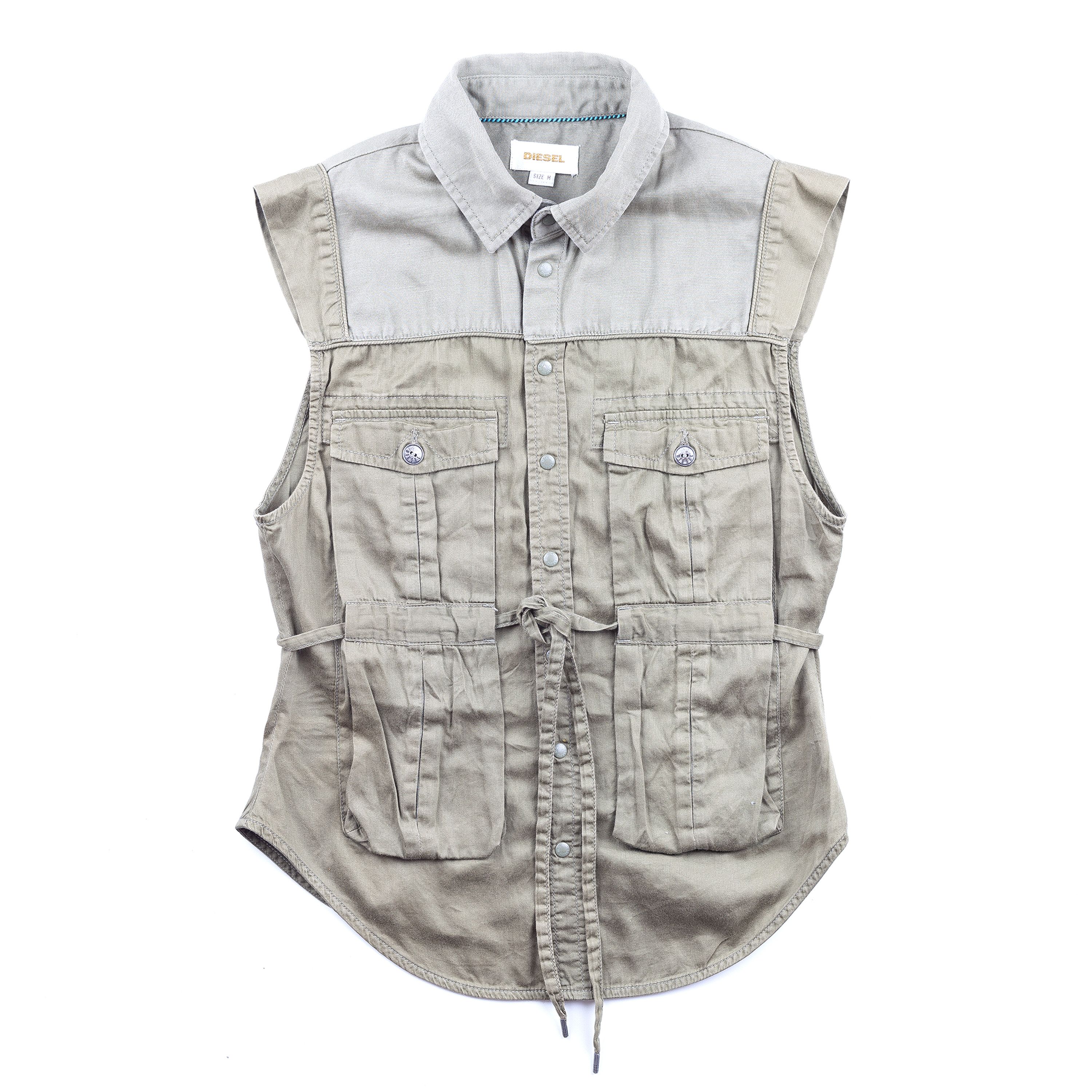image of Diesel Green Multipocket Cargo Shirt, Women's (Size Medium)
