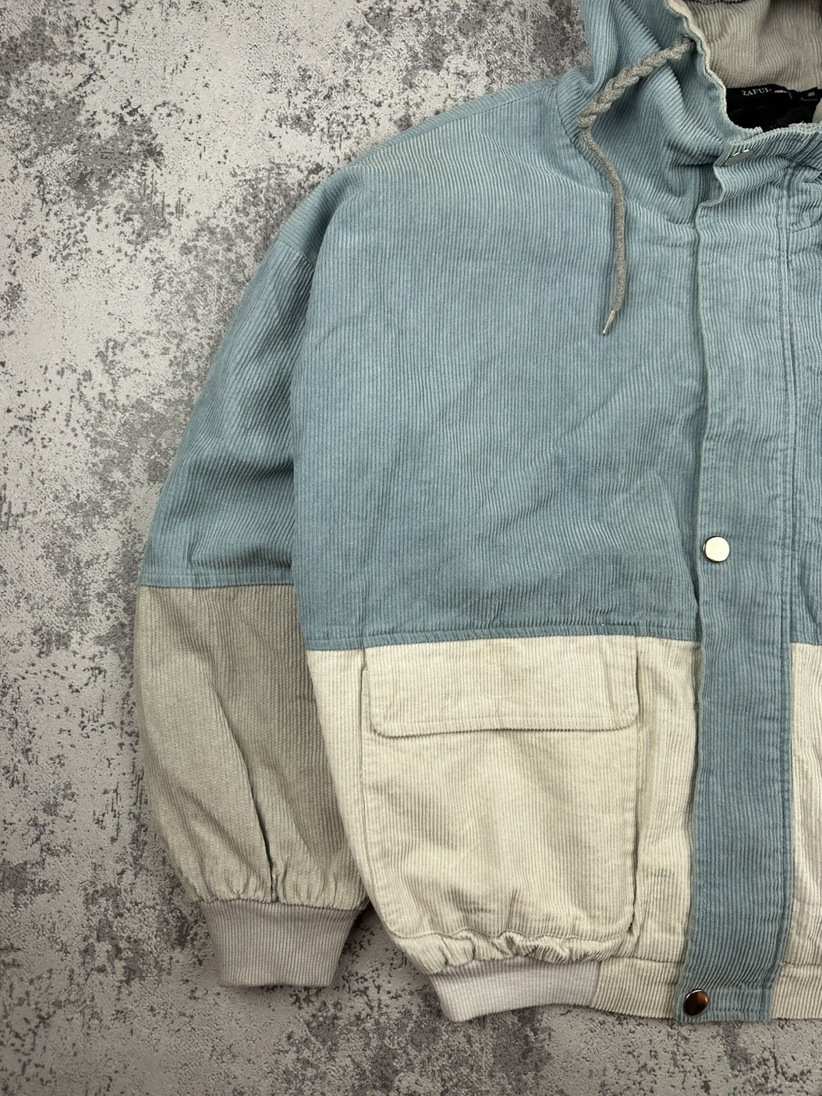 Designer Y2K Zaful Corduroy Colorblock Hooded Jacket Size US M / EU 48-50 / 2 - 3 Thumbnail