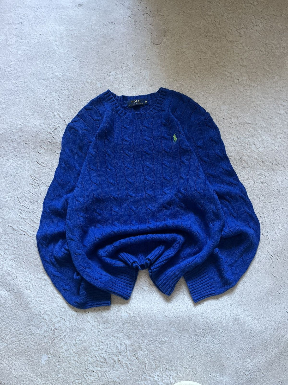 Polo Ralph Lauren Polo Ralph Lauren Cable Knit Sweater – Royal Blue Y2K Size US M / EU 48-50 / 2 - 1 Thumbnail