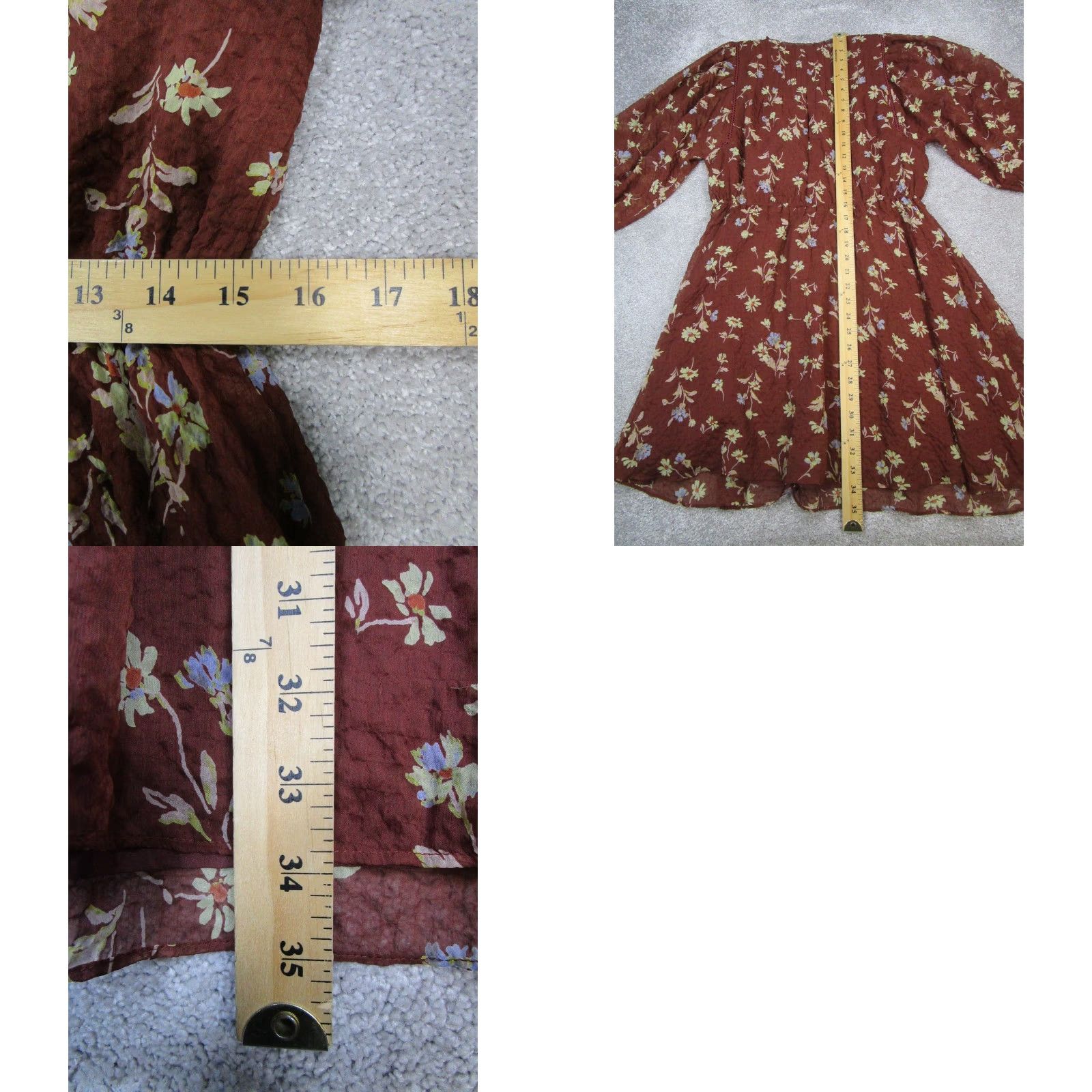 Madewell Madewell Dress Womens Medium Brown Yellow Floral Blouson Size M / US 6-8 / IT 42-44 - 8 Thumbnail