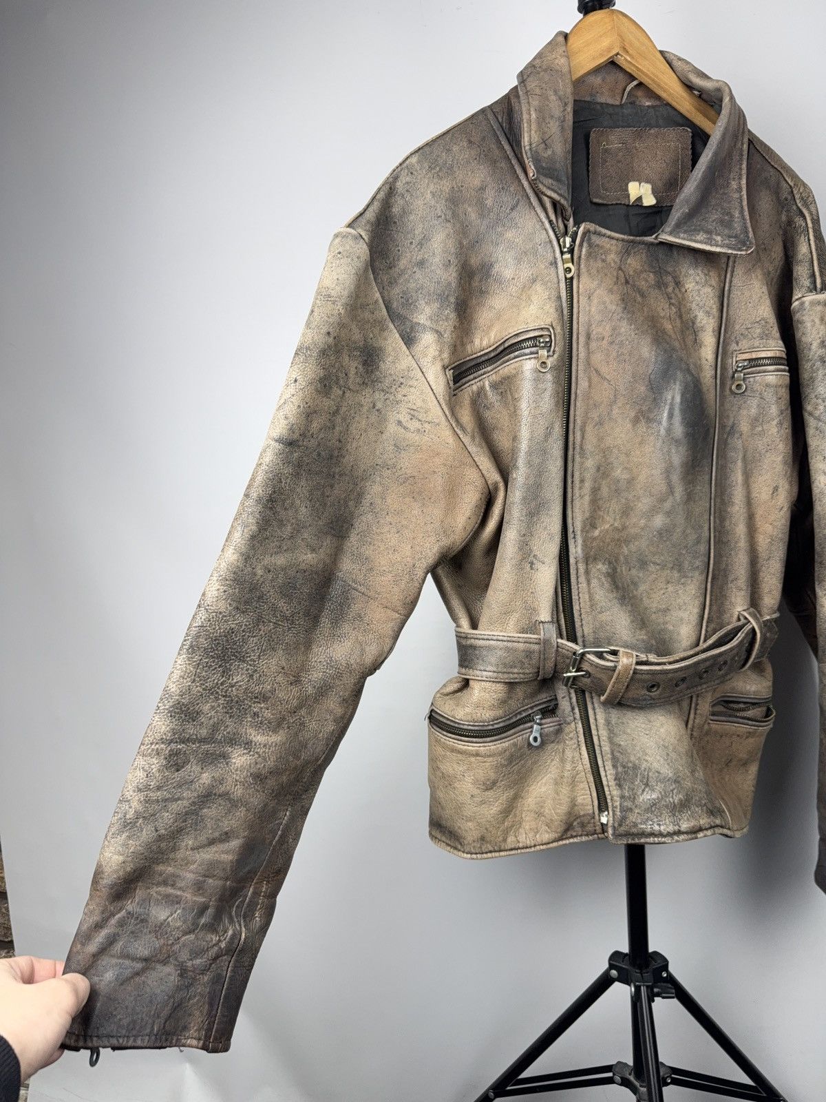Genuine Leather 90s Retro Heavy Distressed Leather Moto Biker Jacket Vintage Size US XL / EU 56 / 4 - 3 Thumbnail