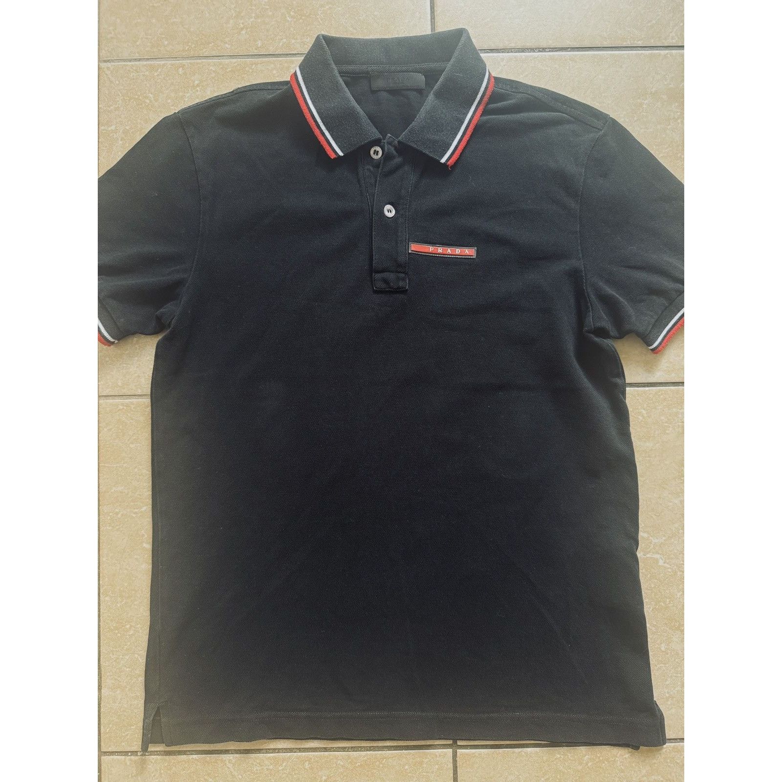 Prada Prada Linea Rossa Red Tab Tipped Polo Shirt Size US S / EU 44-46 / 1 - 5 Thumbnail