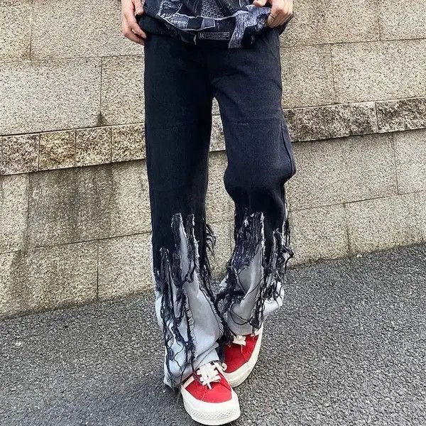 VIBE Hip hop Burst Hairy Baggy Jeans Men Size US 30 / EU 46 - 4 Thumbnail