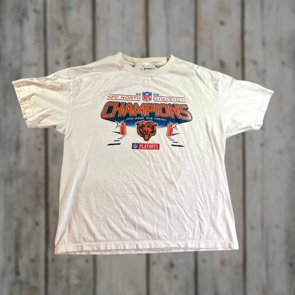 Champion Vintage Chicago Bears Shirt Mens XL White 2006 NFC North Champions Playoffs & Alstyle Apparel Size US XL / EU 56 / 4 - 1 Thumbnail