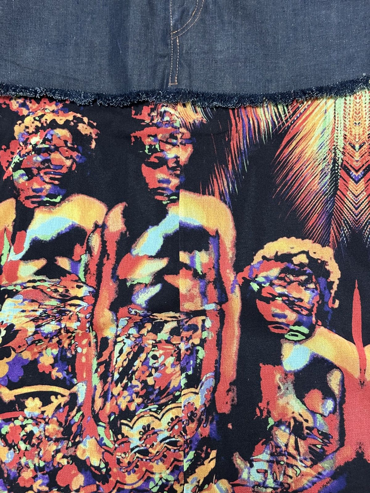 Jean Paul Gaultier JEAN PAUL GAULTIER S/S 2000 Psychedelic Print Denim Skirt Size 28" / US 6 / IT 42 - 4 Thumbnail